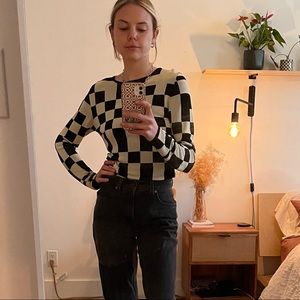 PALOMA WOOL CHECKERED KNIT TOP